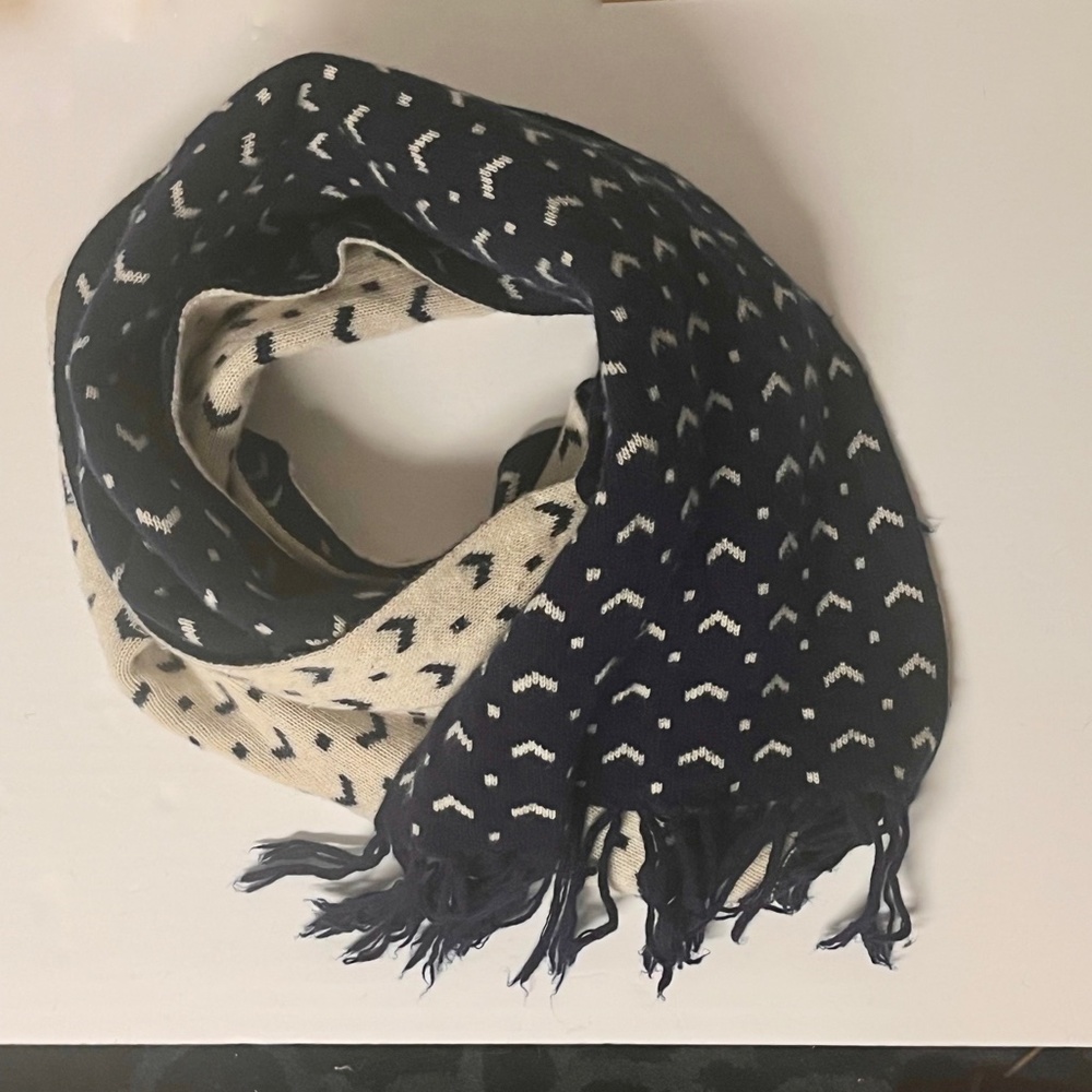 Jack Spade Aiden Arrow Wool Blend OVERSIZED Scarf - blue + white